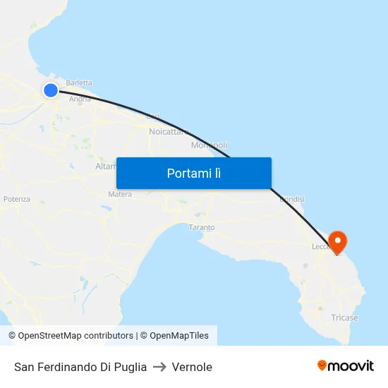 San Ferdinando Di Puglia to Vernole map