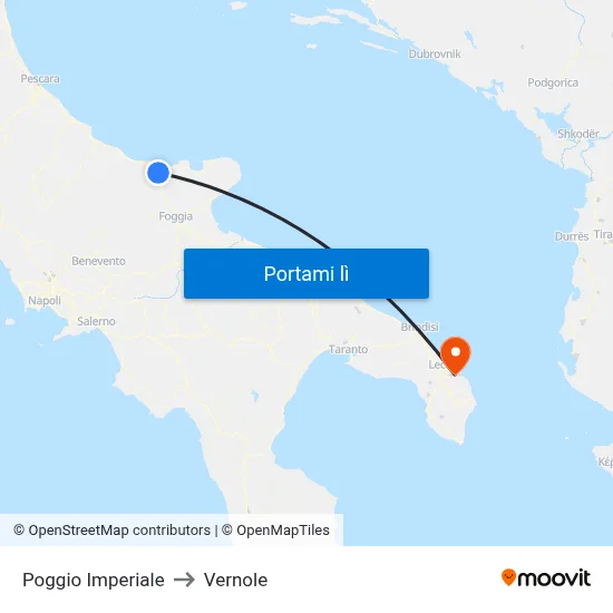 Poggio Imperiale to Vernole map