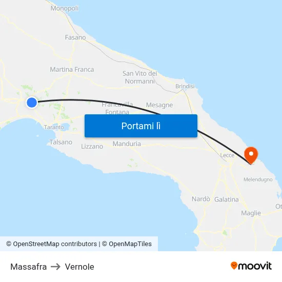 Massafra to Vernole map