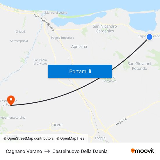 Cagnano Varano to Castelnuovo Della Daunia map