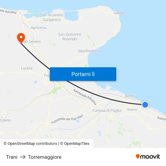 Trani to Torremaggiore map