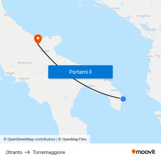 Otranto to Torremaggiore map
