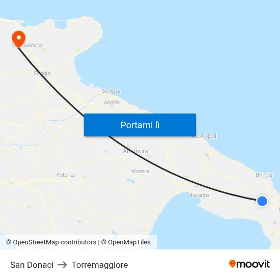 San Donaci to Torremaggiore map