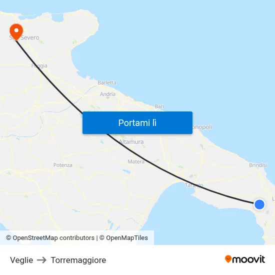 Veglie to Torremaggiore map