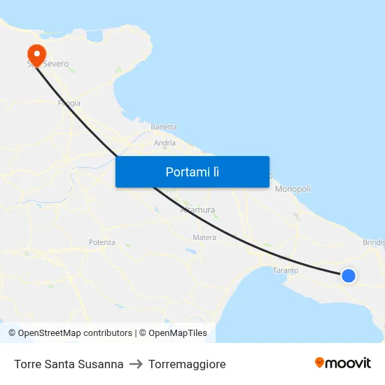 Torre Santa Susanna to Torremaggiore map