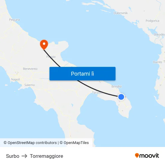 Surbo to Torremaggiore map