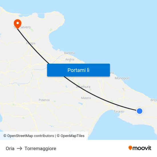 Oria to Torremaggiore map