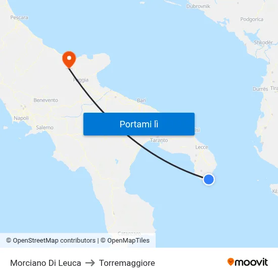 Morciano Di Leuca to Torremaggiore map