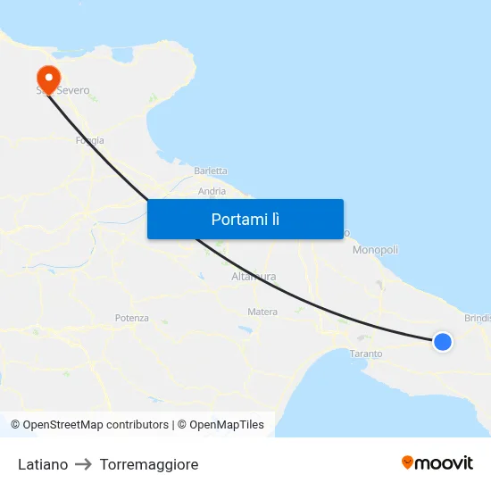 Latiano to Torremaggiore map