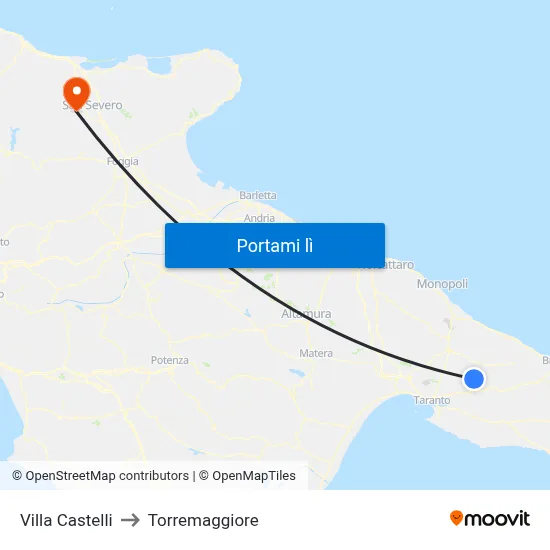 Villa Castelli to Torremaggiore map
