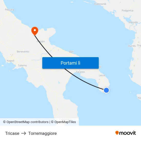 Tricase to Torremaggiore map