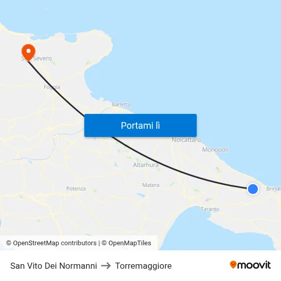 San Vito Dei Normanni to Torremaggiore map