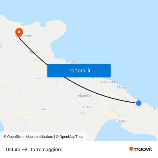 Ostuni to Torremaggiore map