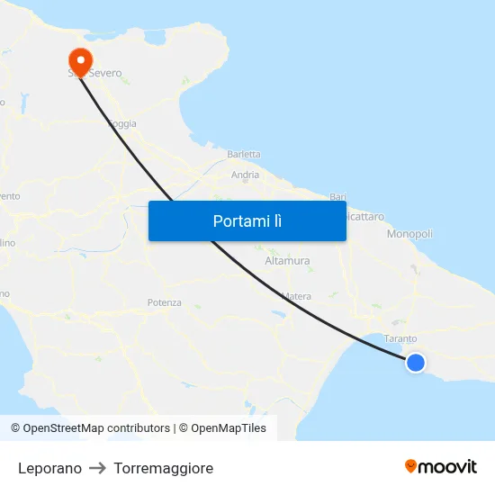 Leporano to Torremaggiore map