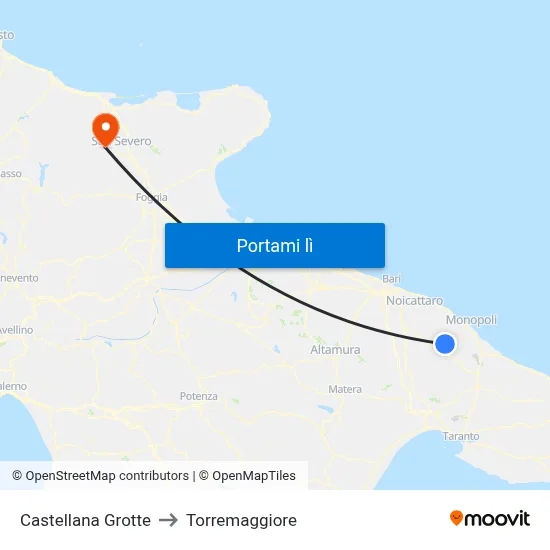 Castellana Grotte to Torremaggiore map