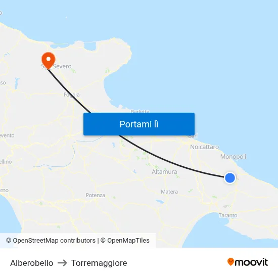 Alberobello to Torremaggiore map