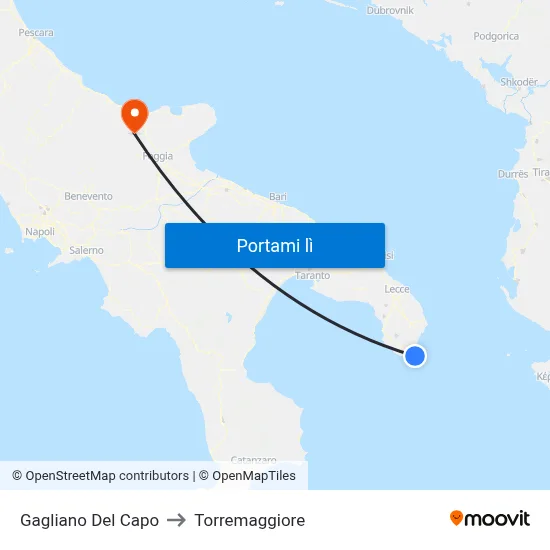 Gagliano Del Capo to Torremaggiore map