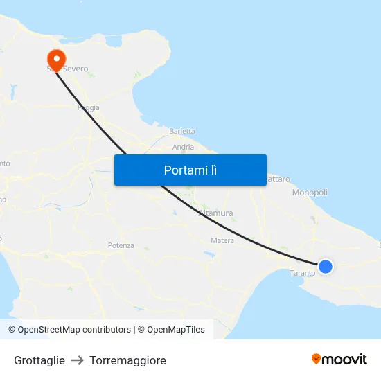 Grottaglie to Torremaggiore map