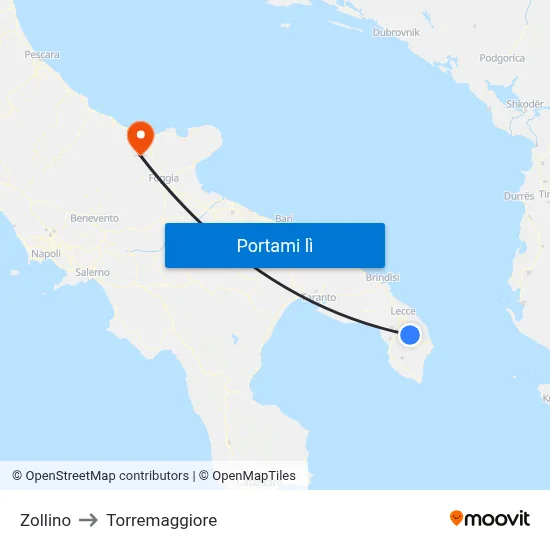 Zollino to Torremaggiore map