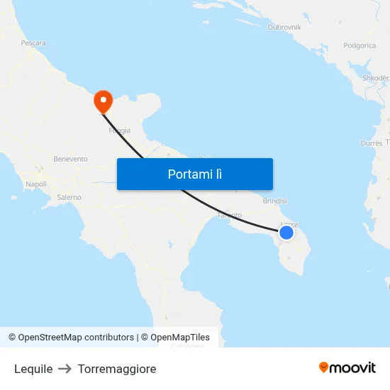 Lequile to Torremaggiore map