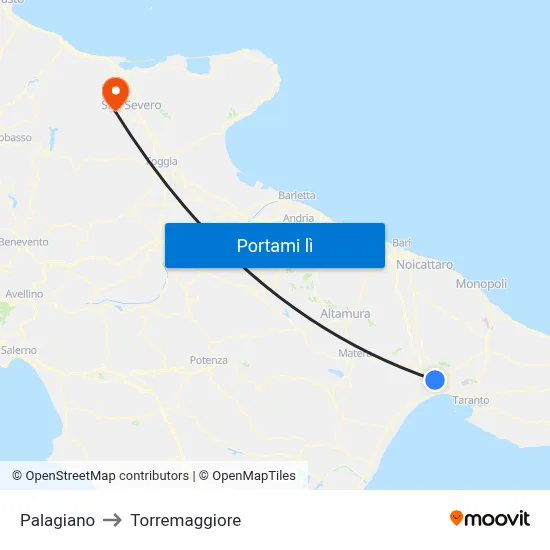 Palagiano to Torremaggiore map
