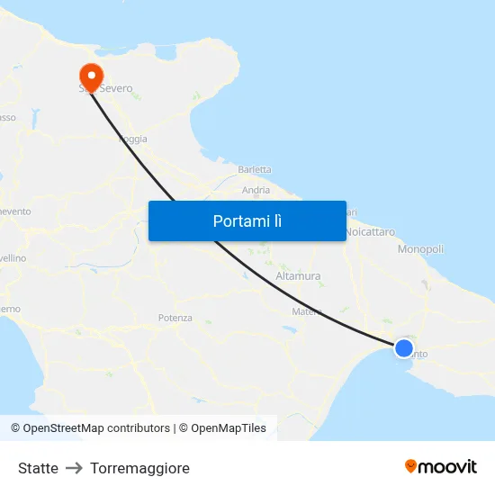 Statte to Torremaggiore map