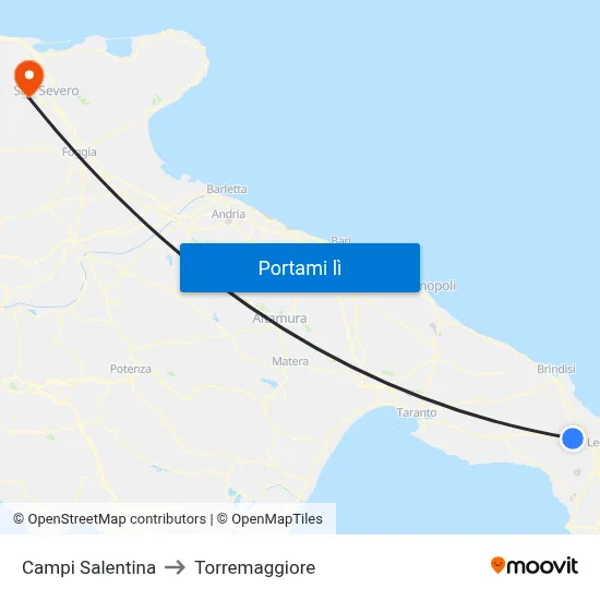 Campi Salentina to Torremaggiore map
