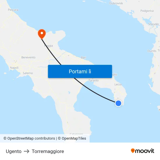 Ugento to Torremaggiore map