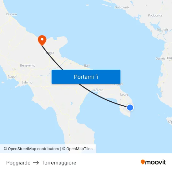 Poggiardo to Torremaggiore map