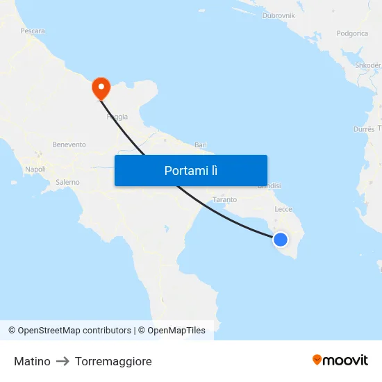 Matino to Torremaggiore map