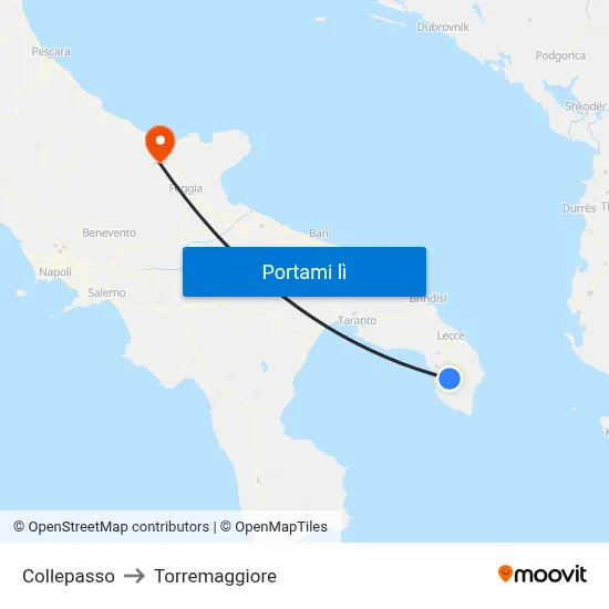 Collepasso to Torremaggiore map