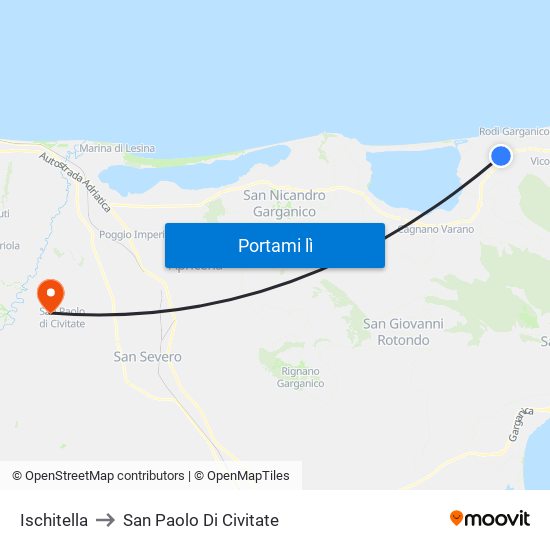 Ischitella to San Paolo Di Civitate map