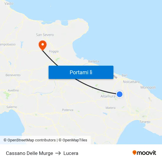 Cassano Delle Murge to Lucera map