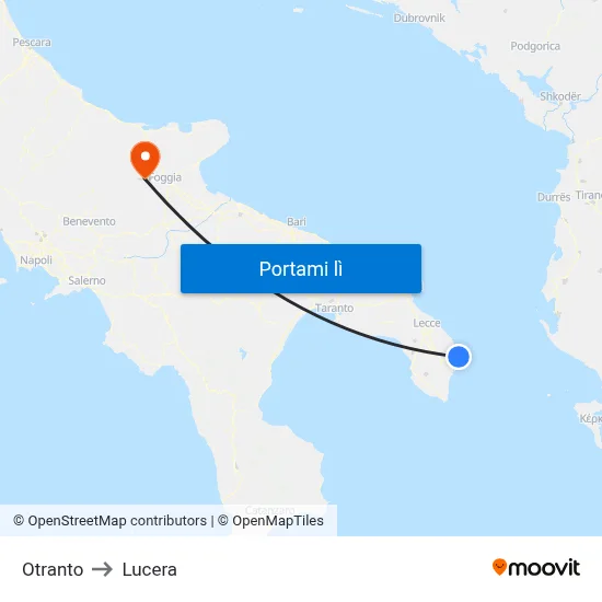 Otranto to Lucera map