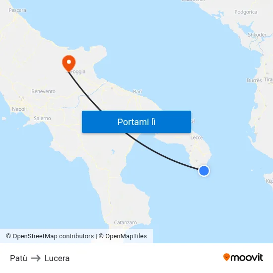 Patù to Lucera map