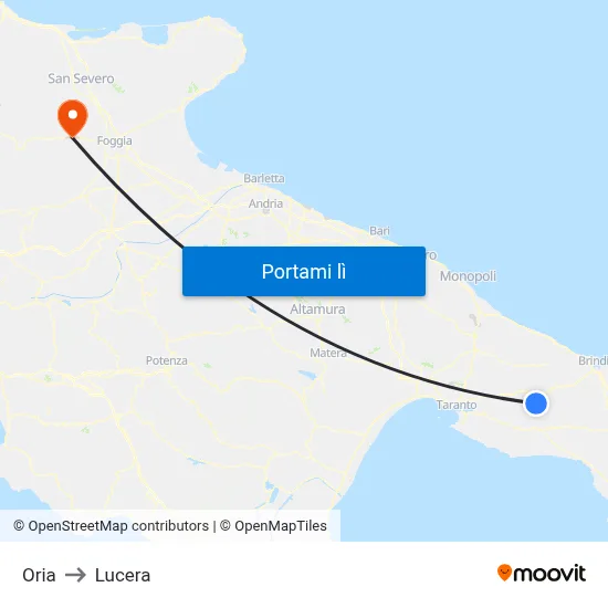 Oria to Lucera map