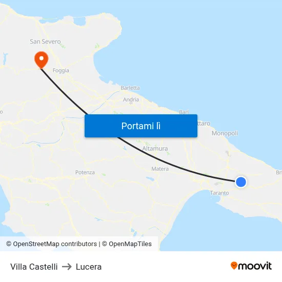 Villa Castelli to Lucera map