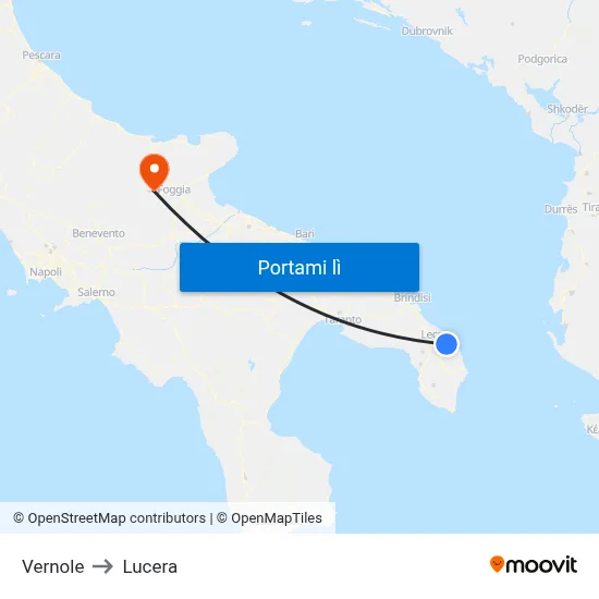 Vernole to Lucera map