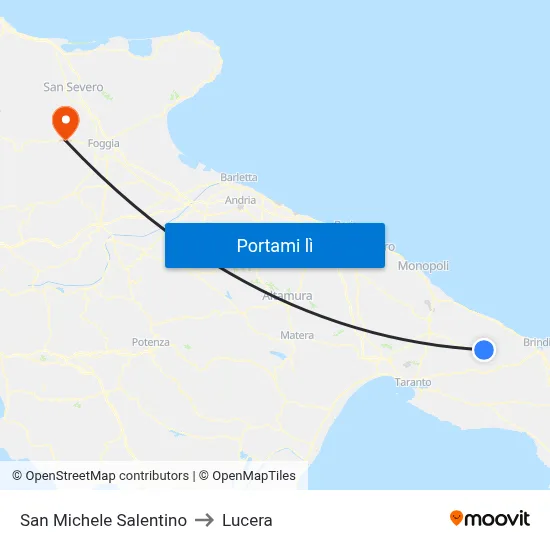 San Michele Salentino to Lucera map
