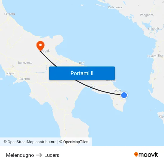 Melendugno to Lucera map