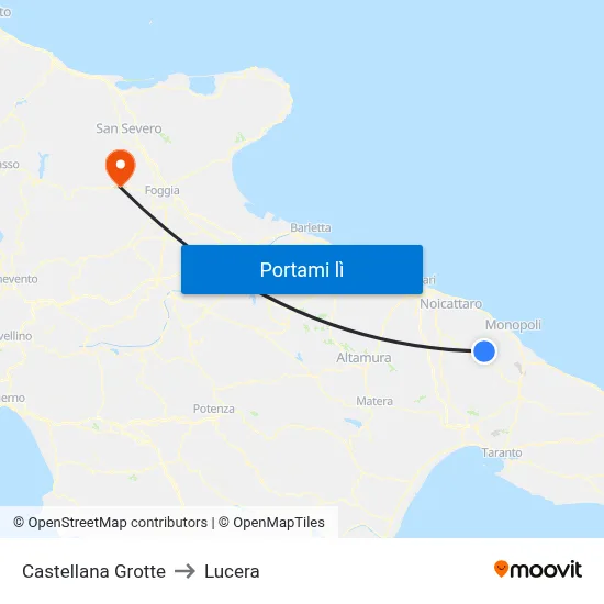 Castellana Grotte to Lucera map