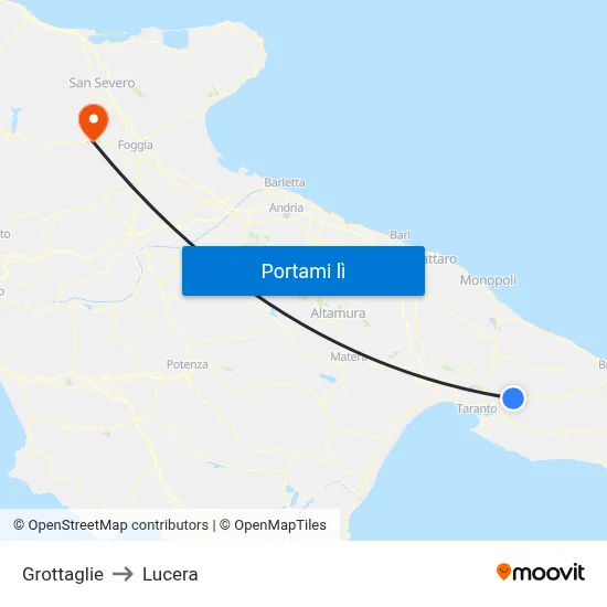 Grottaglie to Lucera map