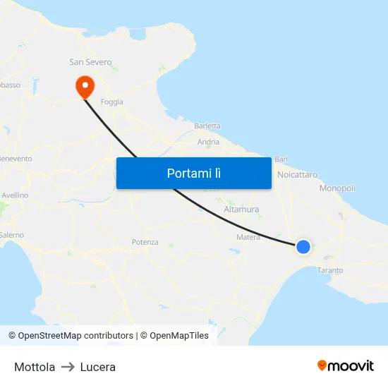 Mottola to Lucera map