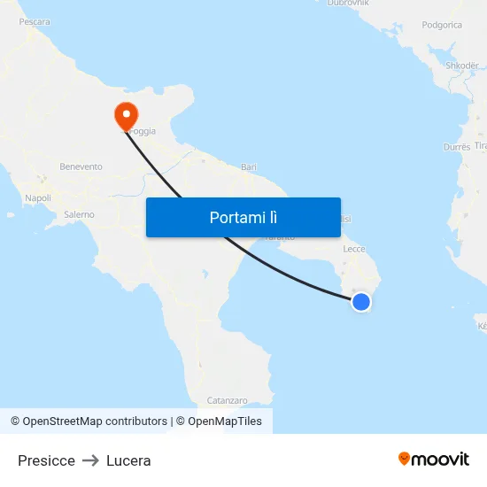 Presicce to Lucera map