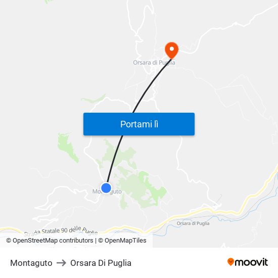 Montaguto to Orsara Di Puglia map