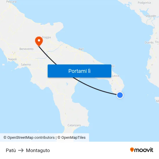 Patù to Montaguto map