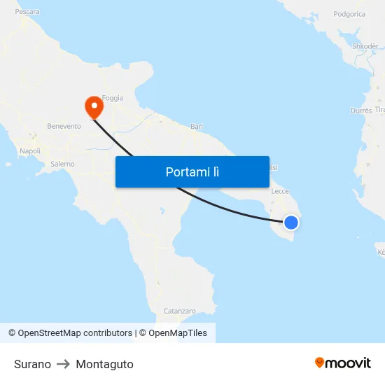Surano to Montaguto map