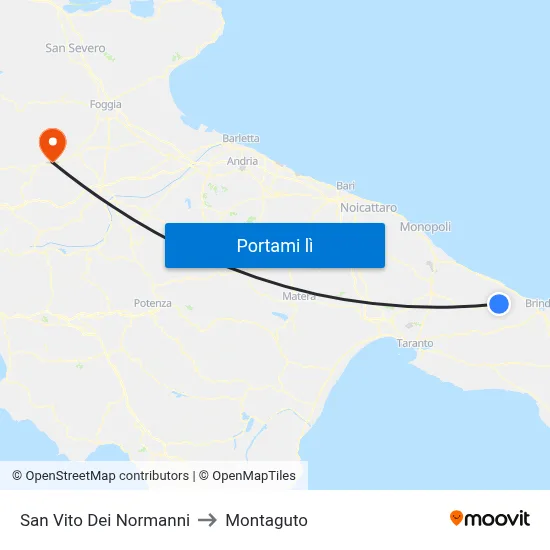 San Vito Dei Normanni to Montaguto map