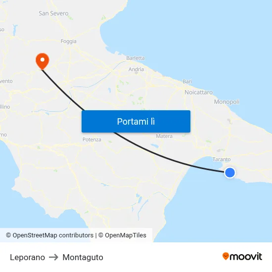 Leporano to Montaguto map