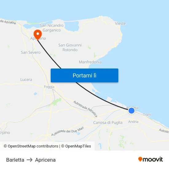 Barletta to Apricena map